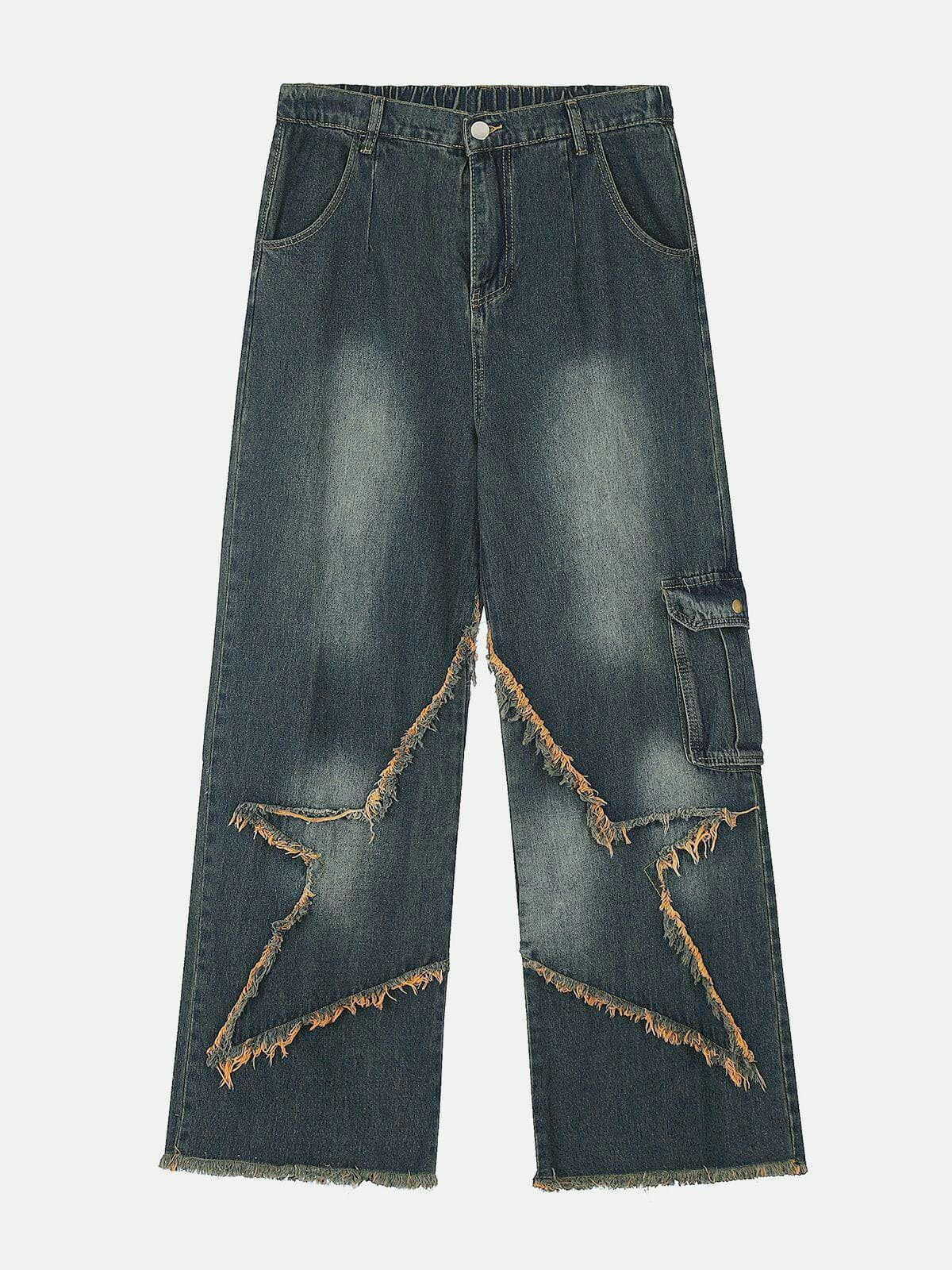 retro fringe loose jeans [edgy] 3933